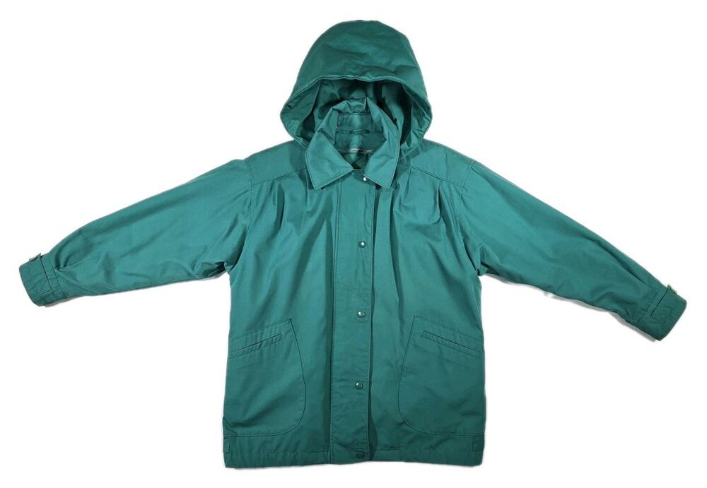 Vintage London Fog Towne Coat Jacket Zip Removable Lining Green Women's Large